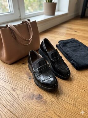 Dr Scholls Comfort Loafers Black Platform Chunky Work Walking Size 9